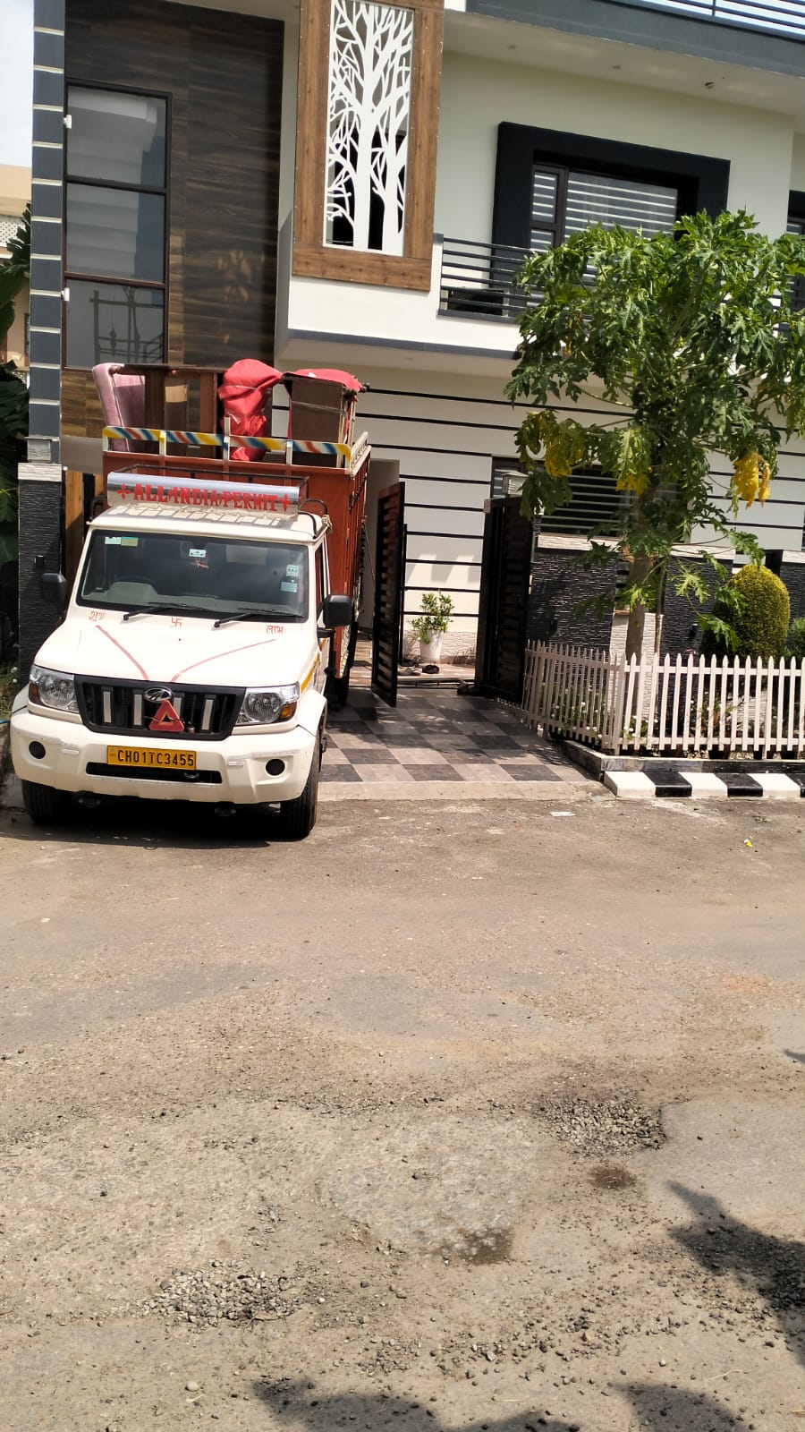 Moving truck ready outside a home